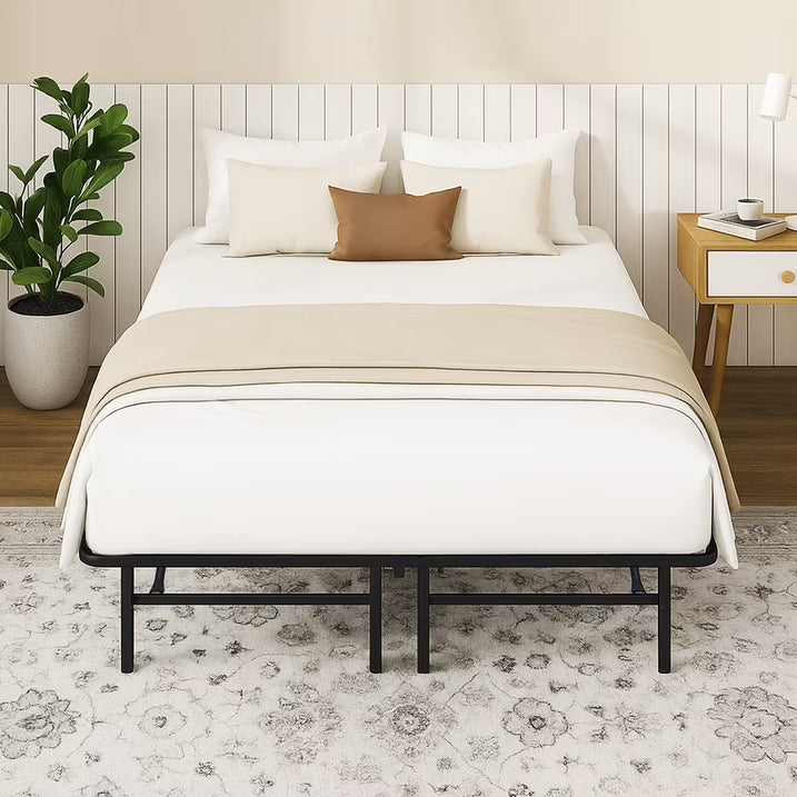 HaiNova Twin Bed Frame Folding Metal Platform Bed Frame with Heavy Duty and Strong Bearing Capacity, 14 Inches High, Black