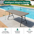 HaiNova 6ft Folding Table, Portable Camping Table with Handle, Durable and Anti-fouling Picnic Table Suitable for Party, Camping and Picnic, Black
