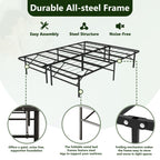 WASUHE 14" Height Queen Bed Frame, Heavy Duty Foldable Metal Platform Bed Frame with Underbed Storage for Bedrooms, No Box Spring Needed, Black