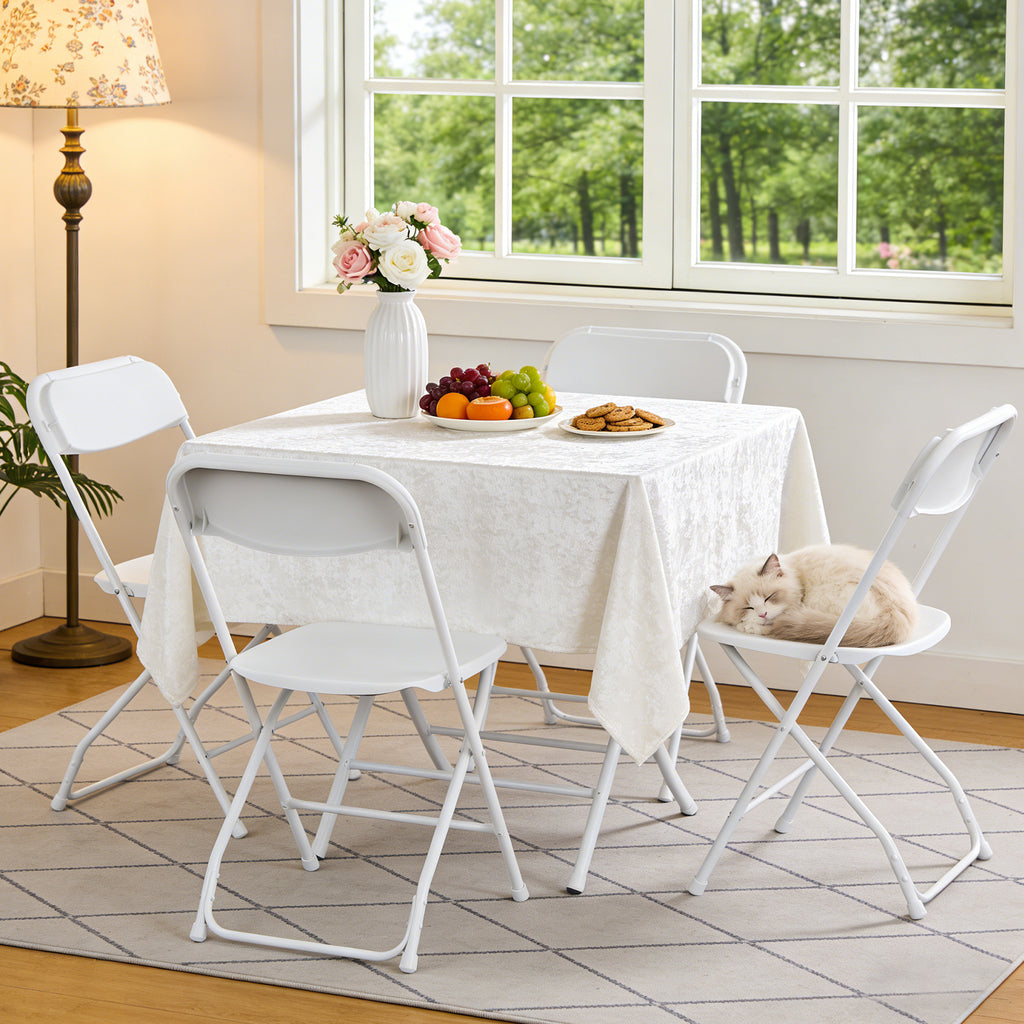 WASUHE 10 Pack White Plastic Folding Chairs, Indoor Outdoor Portable Stackable Commercial Chairs with Non-slip Design, 350lbs Capacity, Indoor Outdoor for Events Wedding Party Office Dining