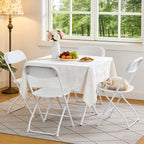 WASUHE 10 Pack White Plastic Folding Chairs, Indoor Outdoor Portable Stackable Commercial Chairs with Non-slip Design, 350lbs Capacity, Indoor Outdoor for Events Wedding Party Office Dining