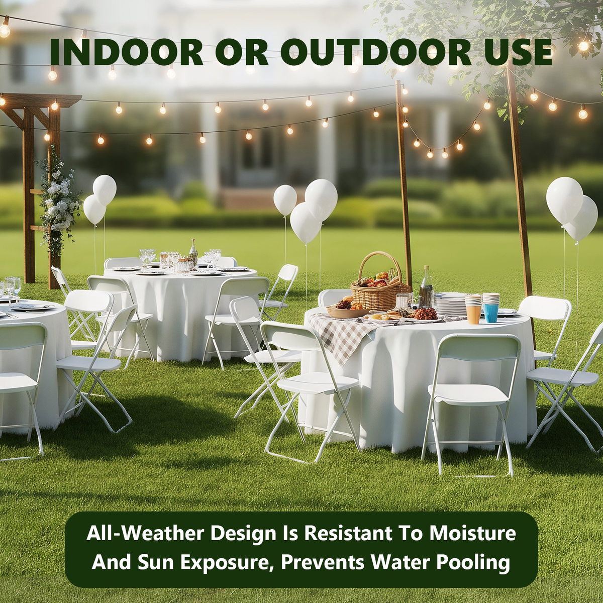 HAILIMU 8 Pcaks White Plastic Folding Chairs, Heavy-Duty Commercial Seats with Steel Frame, 300 lb Capacity for Indoor & Outdoor Events, Office, Wedding, Party & Dining