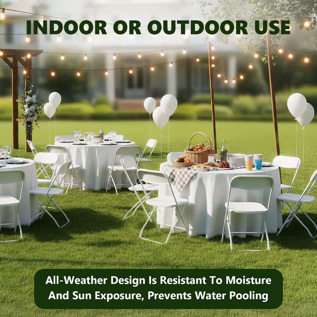 HAILIMU 10 Pcaks White Plastic Folding Chairs, Heavy-Duty Commercial Seats with Steel Frame, 300 lb Capacity for Indoor & Outdoor Events, Office, Wedding, Party & Dining