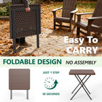 WASUHE Folding Table, Square Card Table with Rustproof Steel Frame, Foldable Coffee Table for Patio, Outdoor, Indoor, Small Space, No Assembly