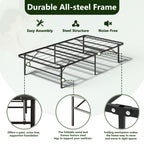 WASUHE 14" Height Twin Bed Frame, Heavy-Duty Foldable Metal Bed Frame with Underbed Storage, No Box Spring Needed - Quiet & Easy to Assemble , Ideal for Bedrooms, Apartment & Dorm Rooms, Black