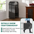 HaiNova 6 Pack Folding Chairs with Comfortable Cushion, Leather Padded Cushion Chair with Stainless Steel Frame for Home and Office, Gatherings, Black