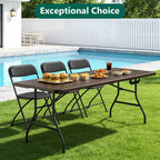 HaiNova 6ft Folding Table, Portable Camping Table with Handle, Durable and Anti-fouling Picnic Table Suitable for Party, Camping and Picnic, Black