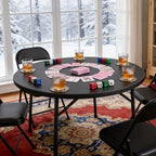 HaiNova 48in Round Folding Table, Portable Plastic Table for Indoor/Outdoor Events, Can Accommodate 4-6 People, Black