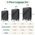 HaiCube 3 Piece Luggage Set (20/24/28 Inch), Lightweight Expandable Suitcases with TSA Lock & 360° Spinner Wheels, Black