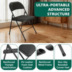 HaiNova 6 Pack Folding Chairs with Comfortable Cushion, Leather Padded Cushion Chair with Stainless Steel Frame for Home and Office, Gatherings, Black