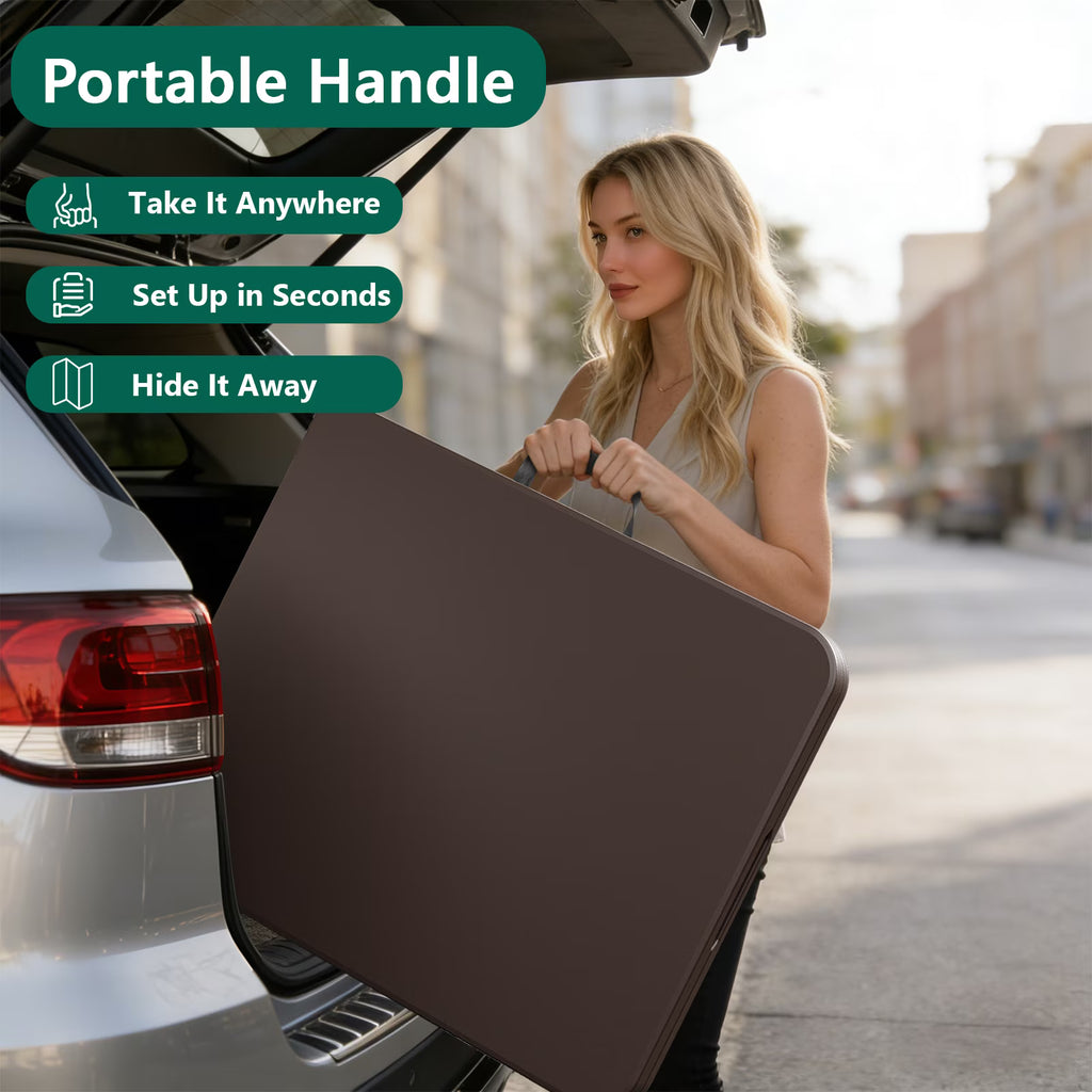 HaiNova 6ft Folding Table, Portable Camping Table with Handle, Durable and Anti-fouling Picnic Table Suitable for Party, Camping and Picnic, Black