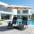 HaiNova 15Ft Large Outdoor Double-Sided Rectangle Umbrella with Base-Mounted, Foldable And Portable Sunshade For Pool, Beaches And Patio, Khaki