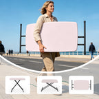 HAIMULI 30 Inch Folding Table TV Tray, Portable Adjustable Height, X-shaped Frame Portable Work Table, Utility Foldable Desk for Small Spaces, Laptop & Couch, Camping, Pink