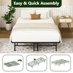 WASUHE 14" Height Queen Bed Frame, Heavy Duty Foldable Metal Platform Bed Frame with Underbed Storage for Bedrooms, No Box Spring Needed, Black