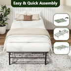 WASUHE 14" Height Twin Bed Frame, Heavy-Duty Foldable Metal Bed Frame with Underbed Storage, No Box Spring Needed - Quiet & Easy to Assemble , Ideal for Bedrooms, Apartment & Dorm Rooms, Black