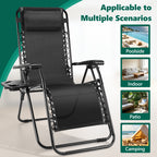 WASUHE Zero Gravity Recliner Chair Set of 2, Foldable Outdoor Lounge Chair with Cup Holder, Adjustable Patio Chair for Beach, Pool, Patio