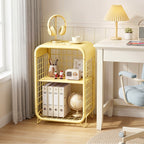 HAIMULI Nightstand with Storage, 3-Tier Open Shelf End Table, Hollow-out Design Metal Nightstand for Living Room, Bedroom, Narrow Bedside Table, Modern Room Decor Furniture, Yellow