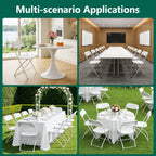 WASUHE 10 Pack White Plastic Folding Chairs, Indoor Outdoor Portable Stackable Commercial Chairs with Non-slip Design, 350lbs Capacity, Indoor Outdoor for Events Wedding Party Office Dining