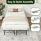 WASUHE 14" Height Full Bed Frame, Heavy-Duty Foldable Metal Bed Frame with Underbed Storage, No Box Spring Needed - Quiet & Easy to Assemble, Ideal for Bedrooms, Apartment & Dorm Rooms, Black
