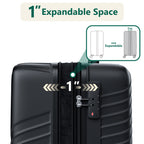 HAIMULI 24 Inches Hardside Carry On Luggage, Lightweight ABS+PC Hard Case Suitcase With 360° Rotating Silent Wheel, With TSA Lock, Airline Approved Luggage, Black