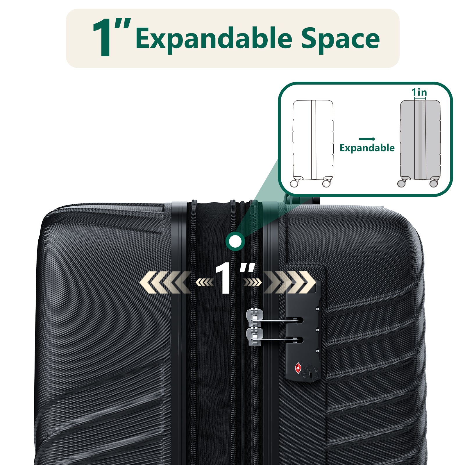 HAIMULI 24 Inches Hardside Carry On Luggage, Lightweight ABS+PC Hard Case Suitcase With 360° Rotating Silent Wheel, With TSA Lock, Airline Approved Luggage, Black