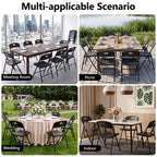 HaiNova 6PCS Black Plastic Folding Chair Set, 400-Pound Portable Waterproof and Wear-Resistant Folding Chair with Steel Frame, Suitable for Parties, Picnics, Weddings and Business.
