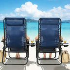 Zero Gravity Chair Set of 2 with Cup Holder & Removable Pillows, Adjustable Reclining Outdoor Patio Folding Chairs, Portable Lounge Chair for Poolside, Lawn, Beach, Camping