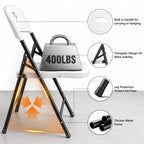 HaiNova 6PCS Black Plastic Folding Chair Set, 400-Pound Portable Waterproof and Wear-Resistant Folding Chair with Steel Frame, Suitable for Parties, Picnics, Weddings and Business.