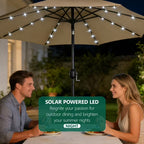 HaiCube 9FT Solar Patio Umbrella with LED Lights, Outdoor Market Umbrella with Solar Panel, 8 Heavy-Duty Ribs, for Patio, Deck, Garden,Khaki