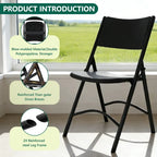 HaiNova 4 Pack Black Blow-Molded Folding Chairs, Portable Chair for Adults, 600lbs Capacity Metal Frame, Comfortable Seat for Party, Banquet
