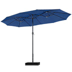 HaiNova 15Ft Large Outdoor Double-Sided Rectangle Umbrella with Base-Mounted, Foldable And Portable Sunshade For Pool, Beaches And Patio, Khaki