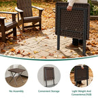 WLLJOY 27 Inch Patio Coffee Folding Table, Firm Utility Square Tea Table, Metal Rust-Proof Frame, for Patio, Garden, Picnic, Outside Portable Brown