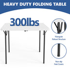 HaiCube 36-Inch Folding Table, Heavy Duty HDPE Portable Card Table, 300lb Capacity, No Assembly, Waterproof for Camping, Picnic, Party, White