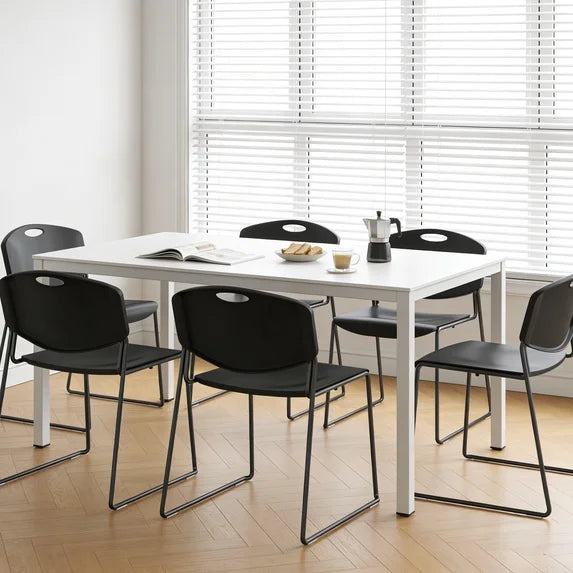 HaiNova Black Sled Base Stack Chair 4 Pack, Metal Frame Max-Load bearing 350 lbs, Stackable Chairs for Waiting Room, Conference Room
