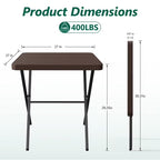 HaiCube 27" Outdoor Folding Table, Patio Dining Table, Heavy Duty HDPE Top with Steel Frame, 400 lb Capacity, No Assembly, Balcony & Garden