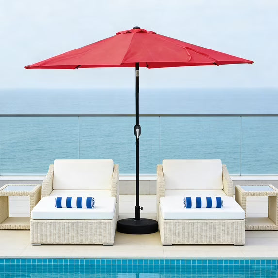 WLLJOY 9FT Outdoor Patio Umbrella Table Market Umbrella with Push Button Tilt/Crank, UV Protection Waterproof Suitable for Garden, Deck, Khaki