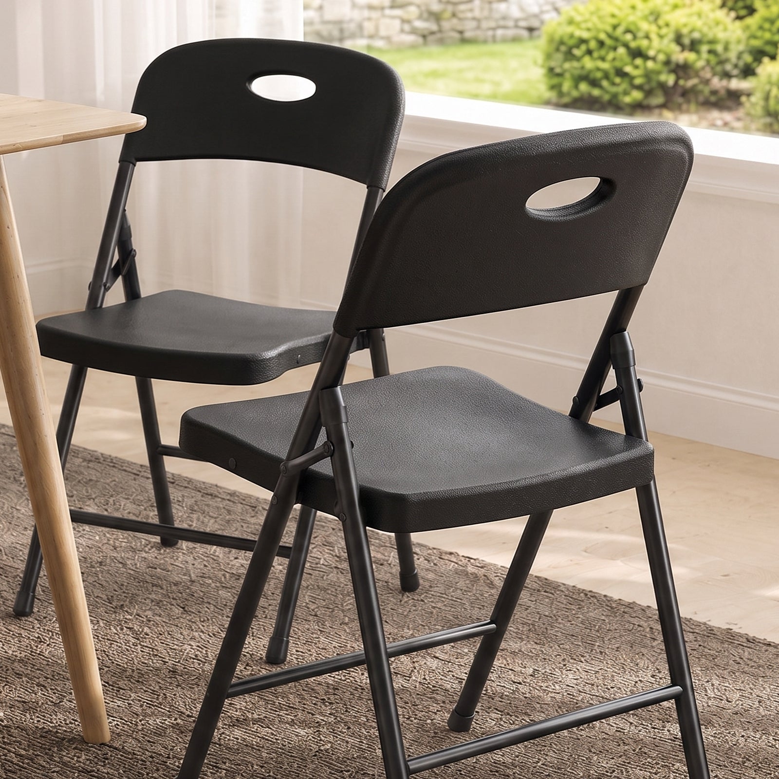 HaiNova 6PCS Black Plastic Folding Chair Set, 400-Pound Portable Waterproof and Wear-Resistant Folding Chair with Steel Frame, Suitable for Parties, Picnics, Weddings and Business.