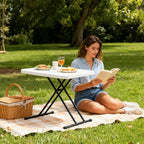 WASUHE 30" Folding TV Tray Table, Height Adjustable Utility Small Folding Table for Sofa, Patio, Camping, Indoor/Outdoor