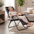 WASUHE Zero Gravity Recliner Chair Set of 2, Foldable Outdoor Lounge Chair with Cup Holder, Adjustable Patio Chair for Beach, Pool, Patio