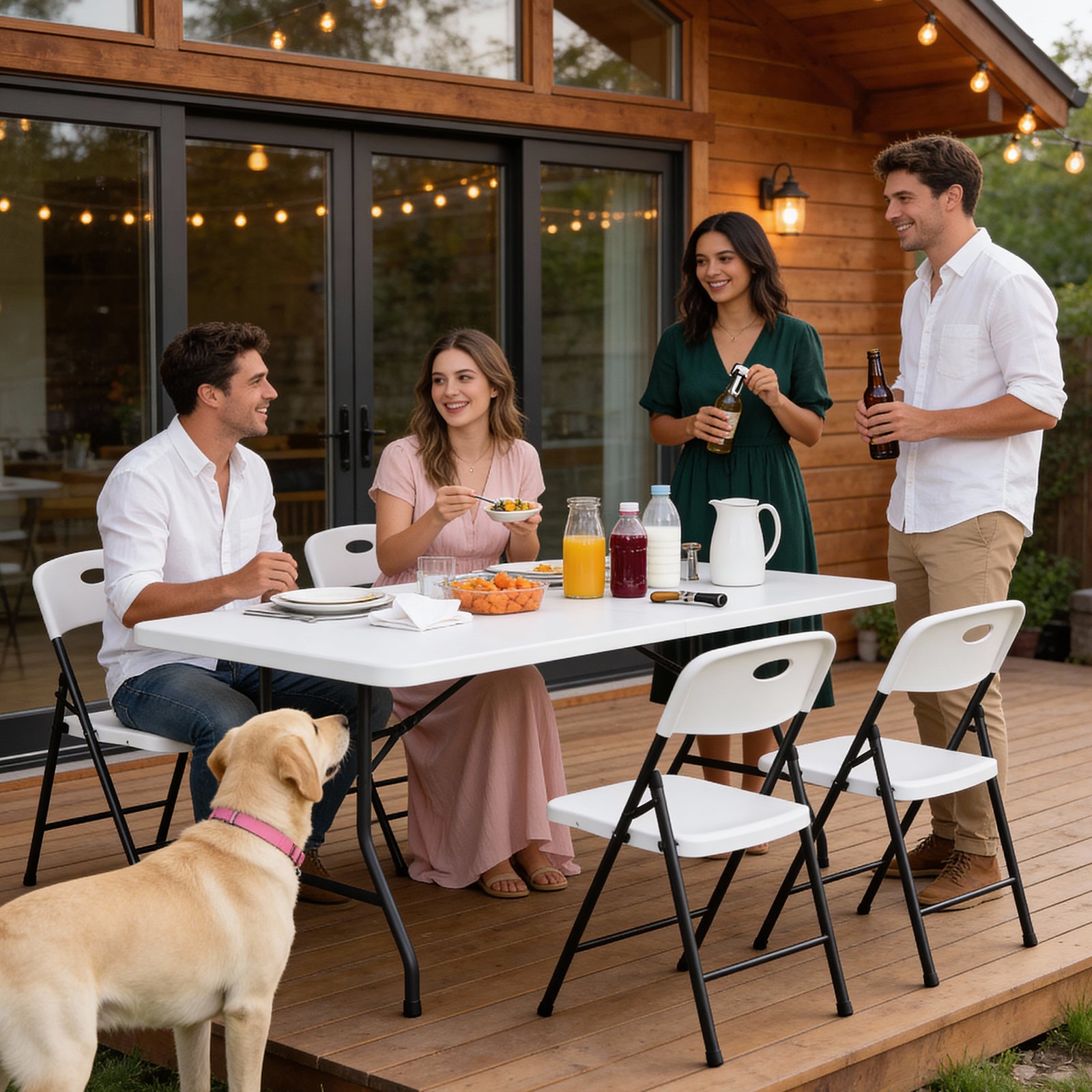 WASUHE White Folding Chairs with Enhanced Iron Frame, Stackable Plastic Folding Chairs for Outside, Indoor, Party, Wedding, Meeting Room, Patio and Garden, Weight Capacity 350 lbs