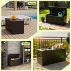 WASUHE 260 Gallon Outdoor Storage Box, Large Resin Deck Boxes Outdoor Waterproof, Deck Storage Box for Patio Furniture Outdoor Cushions, Throw Pillows, Garden Tools and Pool Floats, Black