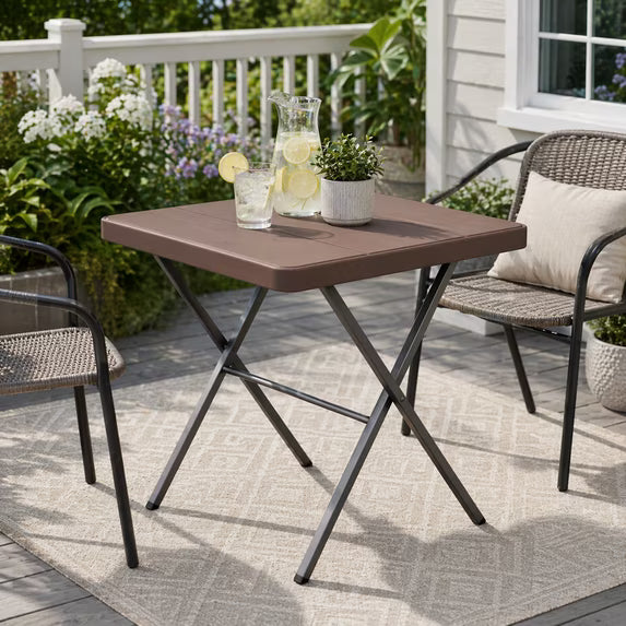 HaiCube 27" Outdoor Folding Table, Patio Dining Table, Heavy Duty HDPE Top with Steel Frame, 400 lb Capacity, No Assembly, Balcony & Garden