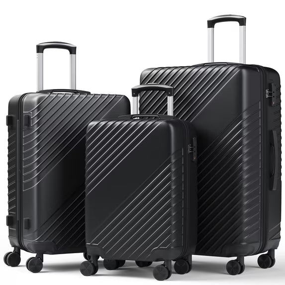 HaiCube 3 Piece Luggage Set (20/24/28 Inch), Lightweight Expandable Suitcases with TSA Lock & 360° Spinner Wheels, Black