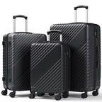 HaiCube 3 Piece Luggage Set (20/24/28 Inch), Lightweight Expandable Suitcases with TSA Lock & 360° Spinner Wheels, Black