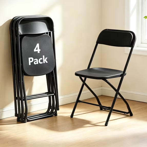 HaiCube 8 Pack White Plastic Folding Chair, Steel Frame, Portable Commercial Chair for Indoor Outdoor Events, Office, Wedding, Restaurant