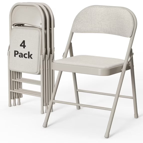 HaiCube 4-Pack Fabric Folding Chairs, Padded Seat & Back, Heavy Duty Metal Frame, Portable Foldable Chairs for Home, Party & Events, Black