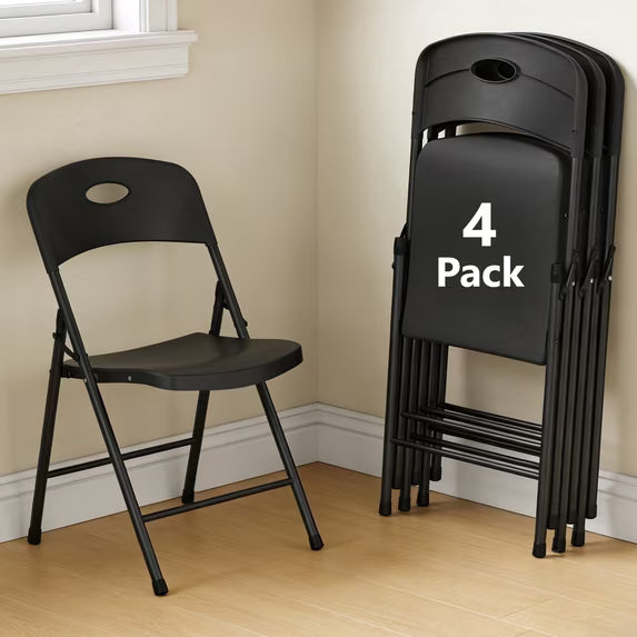 HaiCube 6 Pack Portable Plastic Folding Chair with Back Support, Heavy Duty Steel Frame, Indoor Outdoor for Party Wedding Office Patio, White