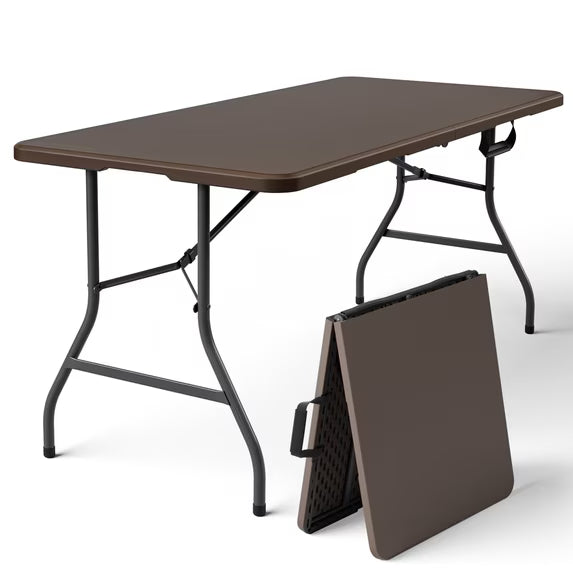HaiCube 5FT Folding Table, Heavy Duty Portable Table, Waterproof HDPE, Foldable for Picnic, Party, Camping, Dining, BBQ, Indoor & Outdoor, White