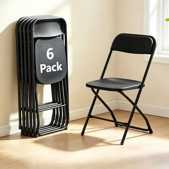 HaiCube 8 Pack White Plastic Folding Chair, Steel Frame, Portable Commercial Chair for Indoor Outdoor Events, Office, Wedding, Restaurant