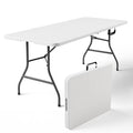 HaiCube 6FT Folding Table, 72" x 30" Extra Wide Heavy Duty Portable Table, Waterproof HDPE Plastic, Foldable Picnic Table for Camping, BBQ, Party, Dining, Indoor & Outdoor, White